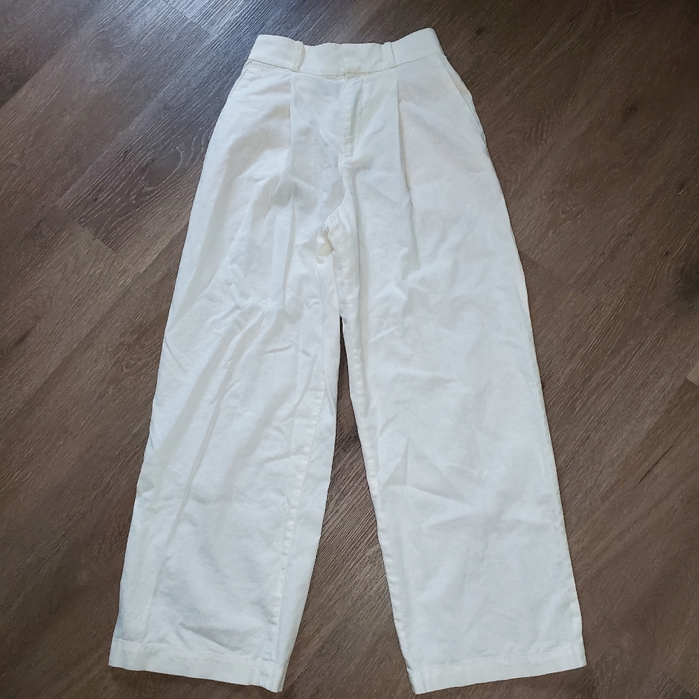 Uniqlo Linen Blend Wide Leg Trousers XS